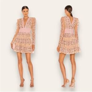 Bronx and Banco Megan Long Sleeve Mini Dress in Rose Pink Small (2-4 US) Women’s